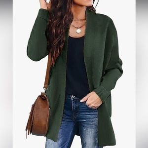 Open Front Dropped Shoulder Cardigan